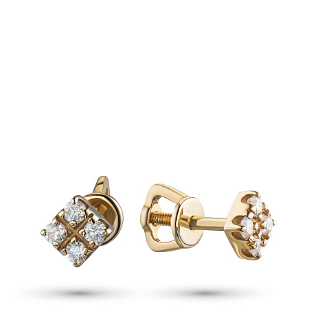 Пусеты из желтого золота с бриллиантами