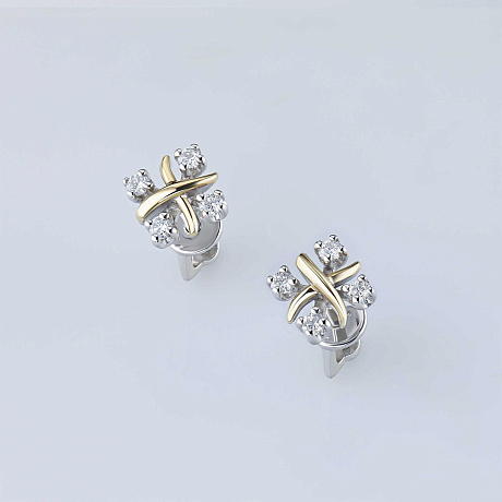 Пусеты из комбинированного золота