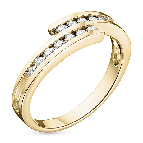 Классическое кольцо из желтого золота с бриллиантами