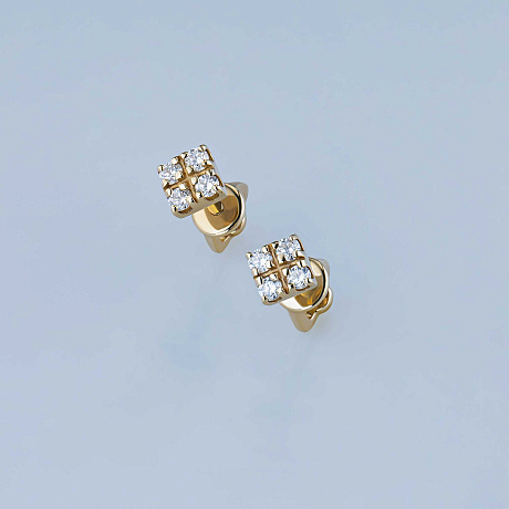 Пусеты из желтого золота с бриллиантами